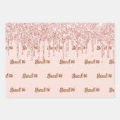 Zachte 16 roze goud glinsterende roze 16e verjaard inpakpapier vel (Voorkant)