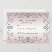 Zachte 16 Roze Zilveren Elegante Uitnodiging (Achterkant)