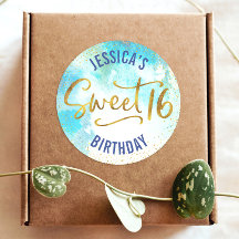 Zachte 16 Turquoise Waterverf Gouden Script Verjaa