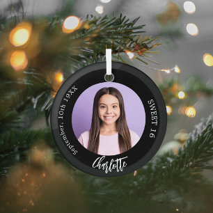 Zachte 16 Zwart-wit aangepaste foto Glas Ornament
