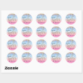 Zachte 16de-partijenroze blauwe gouden Confettien Ronde Sticker (Vel)