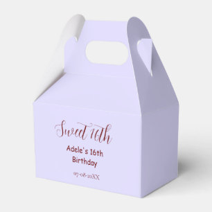Zachte 16e verjaardag paarse pastel mauve retro na bedankdoosjes