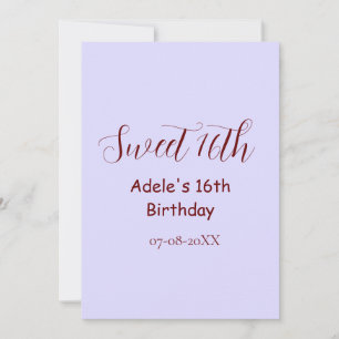 Zachte 16e verjaardag paarse pastel mauve retro na feestdagenkaart