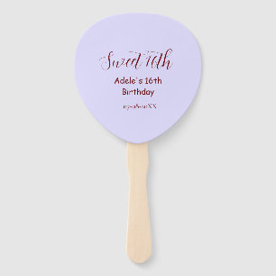 Zachte 16e verjaardag paarse pastel mauve retro na handwaaier