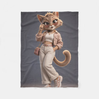 Zachte 3D-geanimeerde katten fleece deken voor kin
