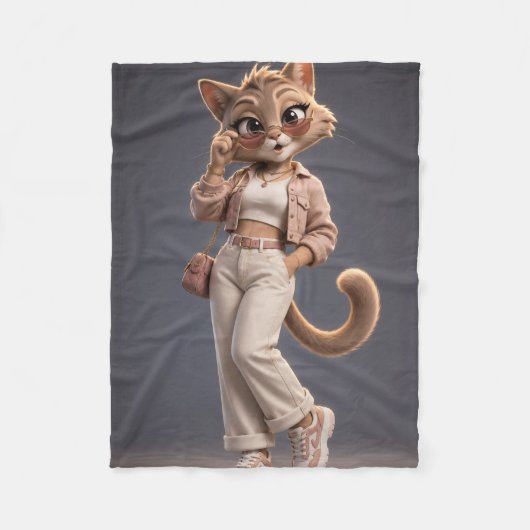 Zachte 3D-geanimeerde katten fleece deken voor kin (Voorkant)