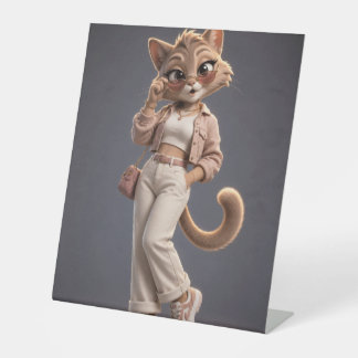 Zachte 3D-geanimeerde katten fleece deken voor kin Reclamebord Met Voetstuk