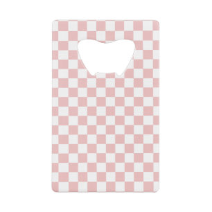 Zachte 80's trend Baby Roze Schaakbord Creditkaart Flessenopener