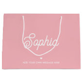 Zachte aangepaste naam mooie roze moderne meisjes  groot cadeauzakje (Voorkant)