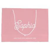 Zachte aangepaste naam mooie roze moderne meisjes  groot cadeauzakje (Achterkant)