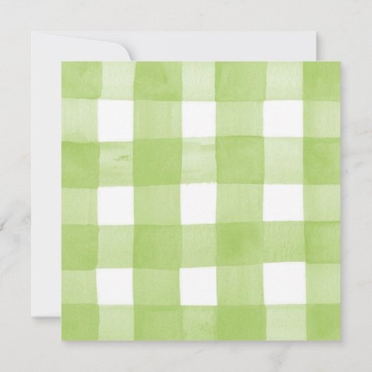 Zachte aardbei bes zoete ruitjesstof baby shower kaart (Achterkant)