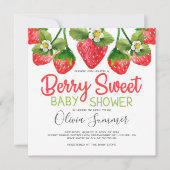 Zachte aardbei bes zoete ruitjesstof baby shower kaart (Voorkant)