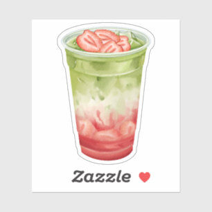Zachte Aardbei Matcha Esthetische Sticker