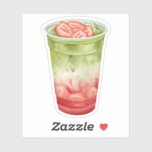 Zachte Aardbei Matcha Esthetische Sticker (Vel)
