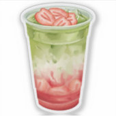 Zachte Aardbei Matcha Esthetische Sticker (Voorkant)