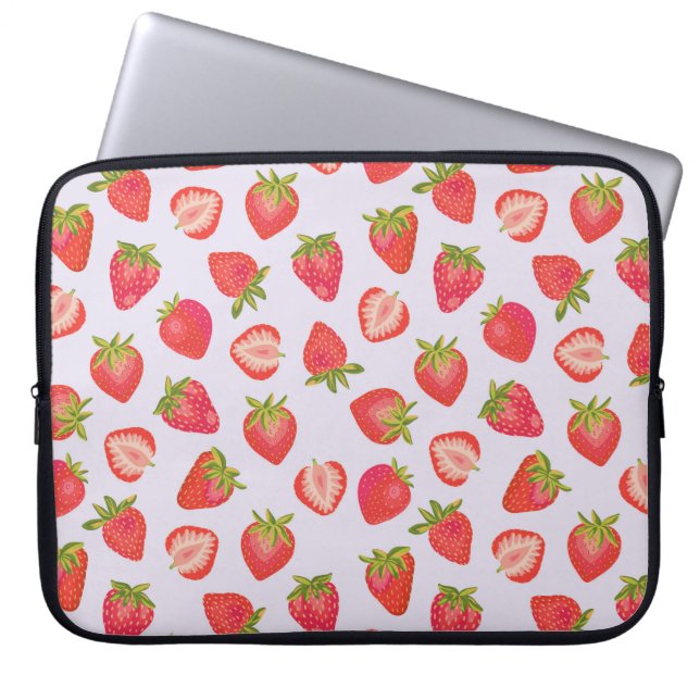 Zachte aardbei patroon laptop sleeve (Voorkant)
