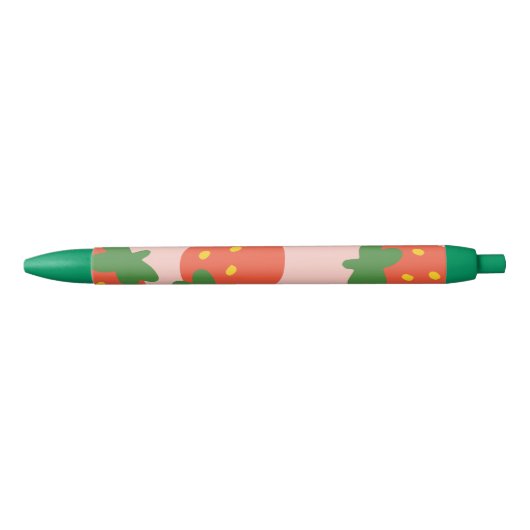 Zachte aardbeipatroon zwarte inkt pen (Voorkant)