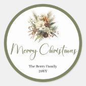 Zachte aardse kerst sticker met eigen familienaam (Voorkant)