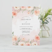 Zachte Abrikoos Ranunculus Eucalyptus Bruiloft Kaart (Staand voorkant)