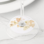 *~* Zachte Abstract Perzik Beige Bloemige Waterver Wijnglaslabel (Dichtbij)