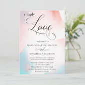 *~* Zachte Abstract Waterverf Koraal Aqua Trouwen Kaart (Staand voorkant)