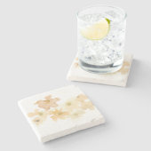 *~* Zachte Abstracte beige perforatie Waterverf Stenen Onderzetter (Zijkant)