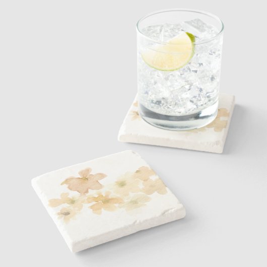 *~* Zachte Abstracte beige perforatie Waterverf Stenen Onderzetter (Zijkant)