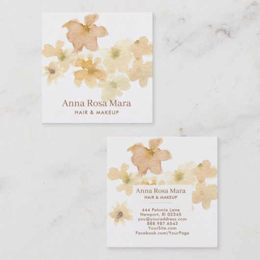 *~* Zachte Abstracte beige perforatie Waterverf Vierkante Visitekaartje (Voorkant / Achterkant)