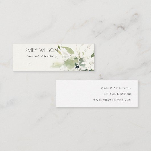 Zachte Abstracte Floral Earring Hoop Loop Display Mini Visitekaartje (Voorkant / Achterkant)