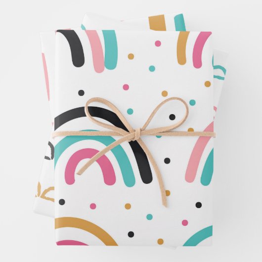 Zachte Abstracte Gekrabbel Regenboog Strepen Inpakpapier Vel (In situ)