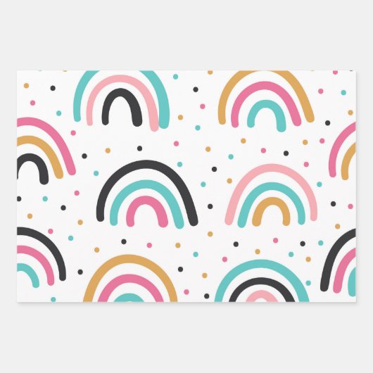 Zachte Abstracte Gekrabbel Regenboog Strepen Inpakpapier Vel (Voorkant)