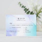 *~* Zachte Abstracte Lavendel Mint Wedding RSVP (Staand voorkant)