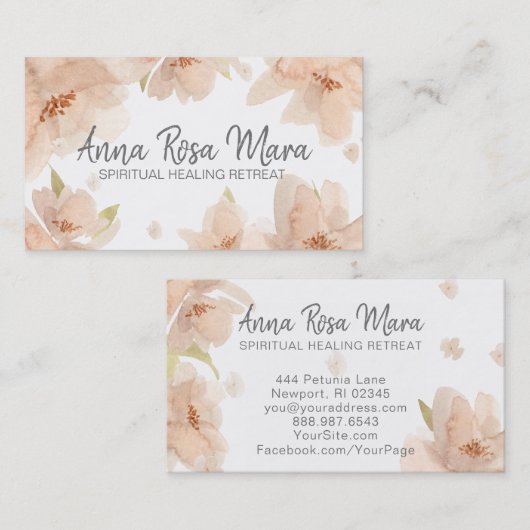 *~* Zachte Abstracte Moderne Florence Waterverf Visitekaartje (Voorkant / Achterkant)