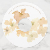 *~* Zachte Abstracte Perzik Beige Bloemrijke Water Wijnglaslabel (Voorkant)