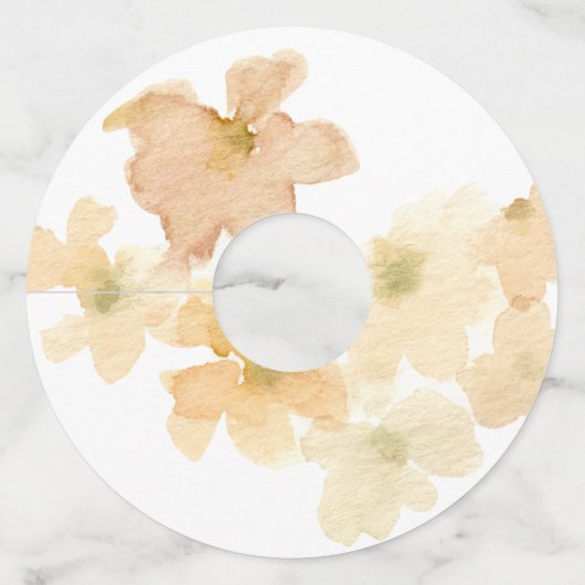 *~* Zachte Abstracte Perzik Beige Bloemrijke Water Wijnglaslabel (Achterkant)