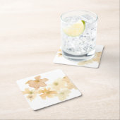 *~* Zachte Abstracte Perzik Beige Floral Waterverf Kartonnen Onderzetters (Insitu)