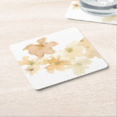 *~* Zachte Abstracte Perzik Beige Floral Waterverf Kartonnen Onderzetters (Schuin)