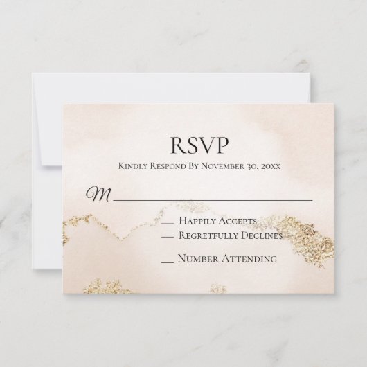 *~* Zachte Abstracte Perzik Roze Blush Wedding Ins RSVP Kaartje (Voorkant)