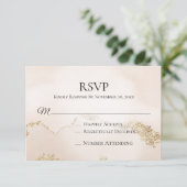 *~* Zachte Abstracte Perzik Roze Blush Wedding Ins RSVP Kaartje (Staand voorkant)