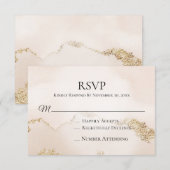 *~* Zachte Abstracte Perzik Roze Blush Wedding Ins RSVP Kaartje (Voorkant / Achterkant)