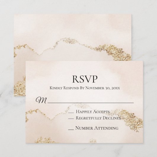 *~* Zachte Abstracte Perzik Roze Blush Wedding Ins RSVP Kaartje (Voorkant / Achterkant)