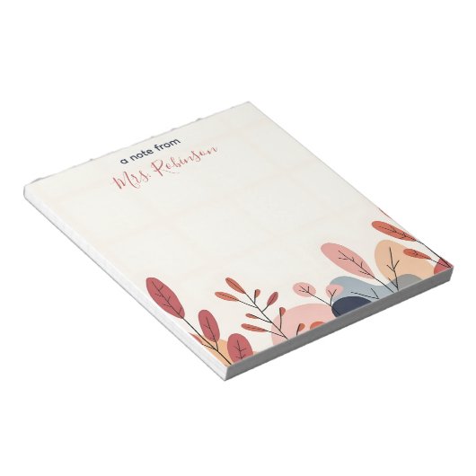 Zachte Abstracte Vormen Custom Teacher Appreciatio Notitieblok (Schuin)