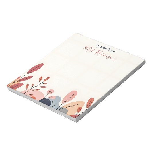 Zachte Abstracte Vormen Custom Teacher Appreciatio Notitieblok (Linkerzijde)