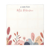 Zachte Abstracte Vormen Custom Teacher Appreciatio Notitieblok (Voorkant)