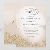 *~* Zachte Abstracte Waterverf Gold Blush Weddensc Kaart (Voorkant / Achterkant)