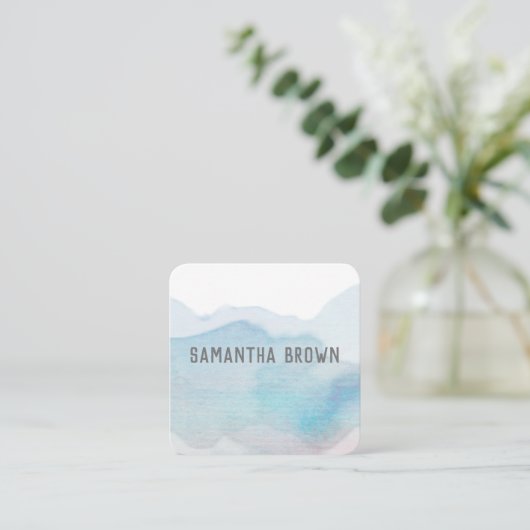  zachte abstracte waterverf vierkante visitekaartje (Staand voorkant)