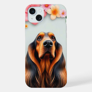 Zachte Afghaanse windhond luxe bloemendesign voor iPhone 15 Plus Case