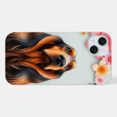 Zachte Afghaanse windhond luxe bloemendesign voor  iPhone Hoesje (Achterkant horizontaal)