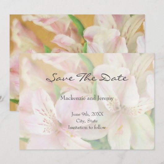 Zachte Alstromeria Painting Save The Date (Voorkant / Achterkant)