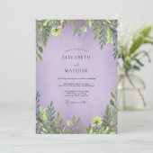 Zachte Amethyst Blad Bruiloft Kaart (Staand voorkant)